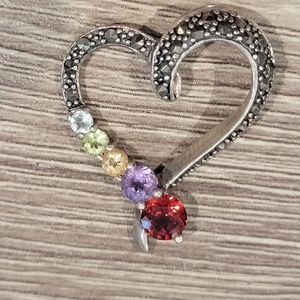 Vintage Sterling Silver Marcasite multi-gem pendant